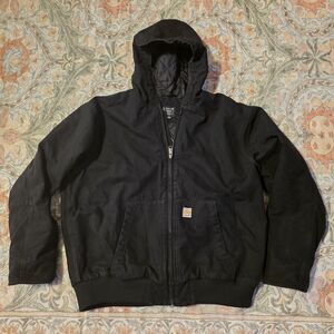 Carhartt J130-M Men's Quilted Jacket Size 2XL Black Loose Fit Hooded